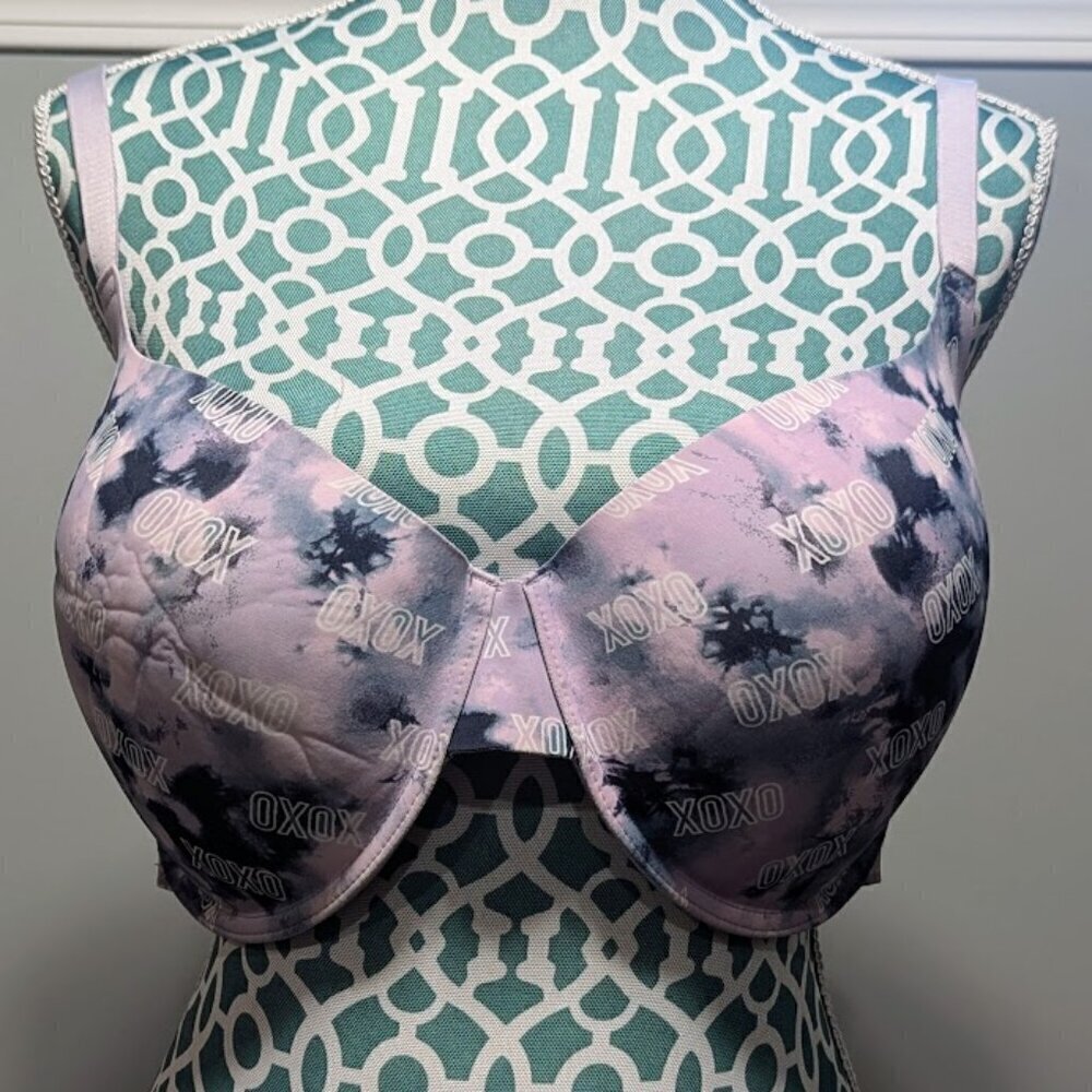 XOXO Women's Purple and Black Camo Padded  Bra Size 42D